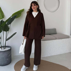 Overlap Gown Style 3-Pcs Winter Co-Ord Set. WWTS-24