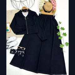 Belt Shirt & Skirt Style 2-Pcs Winter Co-Ord Set. WWTS-23