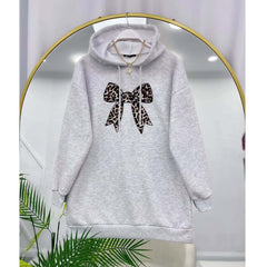 Bow Printed Pull-Over Casual Hoodie For Winter's.