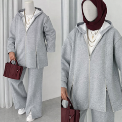 Extra Zip Hoodie Style Premium Quality Winter 2-Pcs Tracksuit For Her. WWTS-40