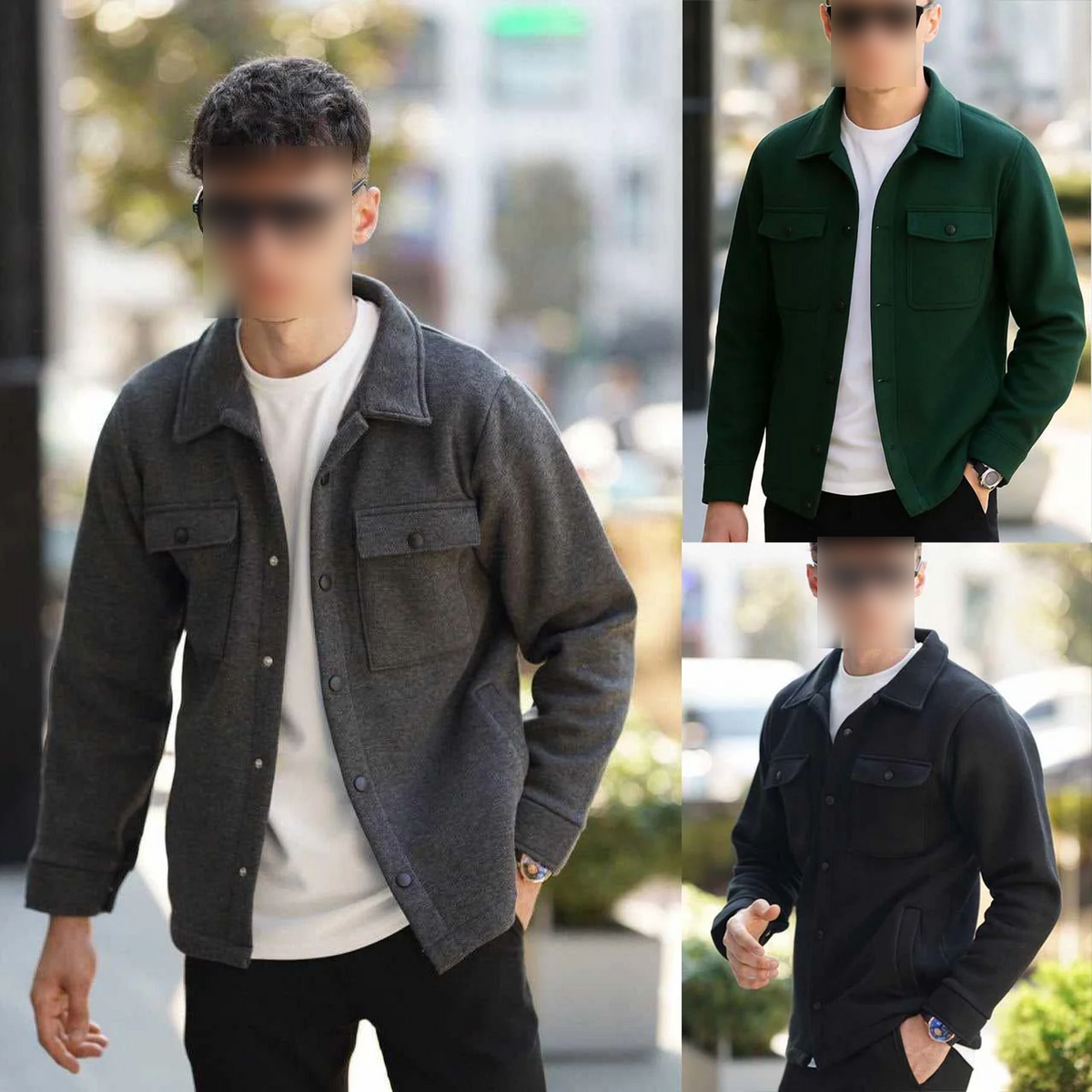 Bundle Of 3 4-Pocket Collar Style Casual Fleece Winter Button Jacket. MWJ-401
