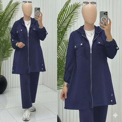 Double Pocket Jacket Style Premium Quality Winter 2-Pcs Tracksuit For Her. WWTS-52