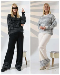 Vintage Printed Sweat-Style Premium Quality Winter 2-Pcs Tracksuit For Her. WWTS-44
