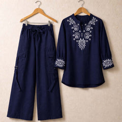 Cotton Embroidered Western Shirt & Cargo Style 2-Pcs Stiched Co-Ord Set. KC-05