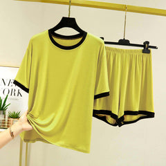 Contrast-Tape Short Style 2-Pcs Summer Launge & Night Wear Suit. WLW-04