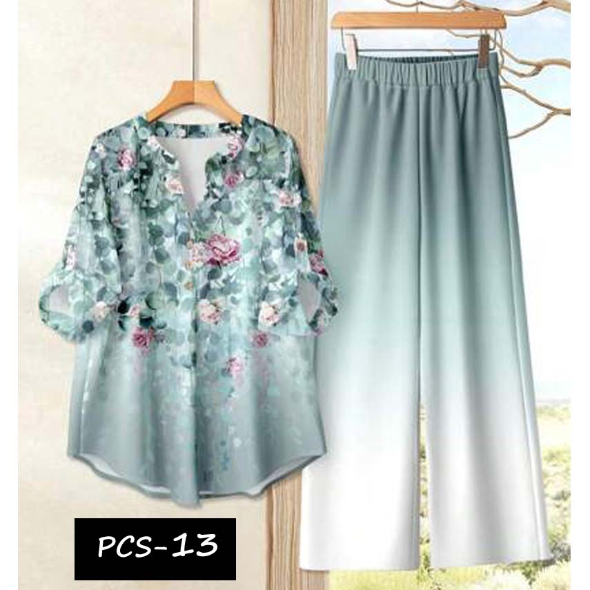 Binara Printed Western Shirt Style 2-Pcs Stiched Co-Ord Set. PCS-13