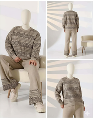 Vintage Printed Sweat-Style Premium Quality Winter 2-Pcs Tracksuit For Her. WWTS-44