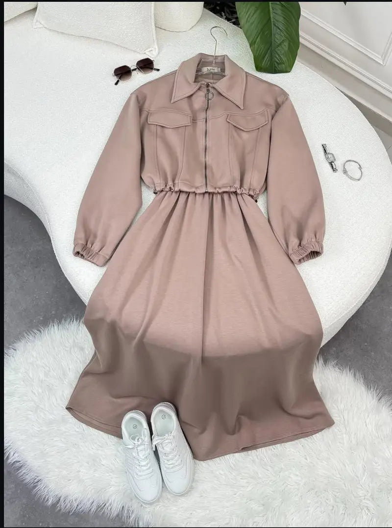 Drop Shoulder Short Jacket Maxi Style 2-Pcs Winter Co-Ord Set. WWTS-15