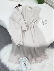 Drop Shoulder Short Jacket Maxi Style 2-Pcs Winter Co-Ord Set. WWTS-15