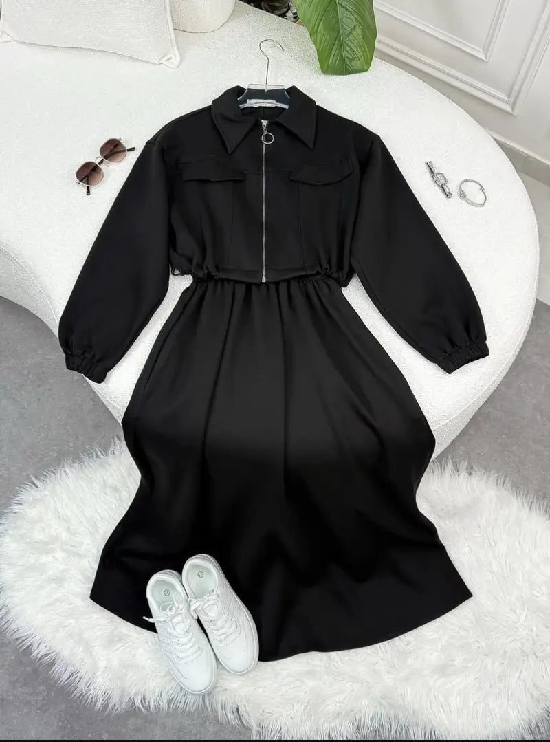 Drop Shoulder Short Jacket Maxi Style 2-Pcs Winter Co-Ord Set. WWTS-15