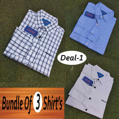 Bundle Of 3 Authentic Branded Pocket Style Formal Shirt's.