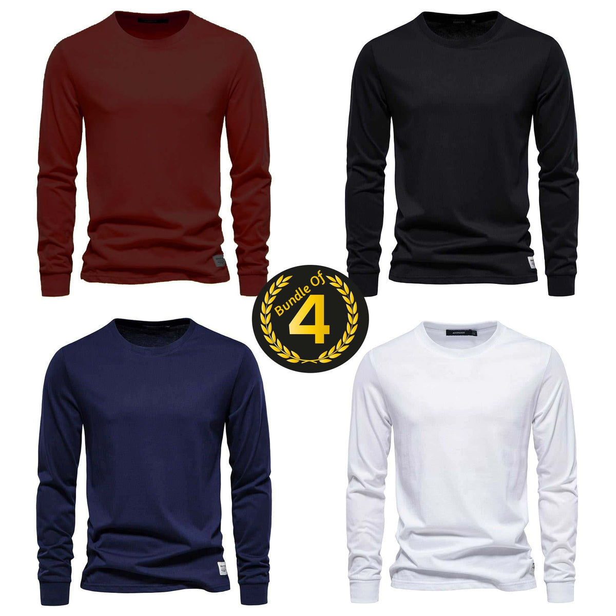 Bundle Of 4 Sweat-Style O-Neck Full Sleeve Tshirt For Summer's. S2