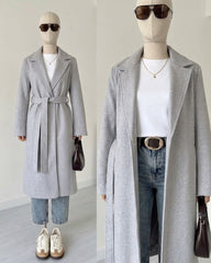 Classic Noir Belted Coat. wwc1