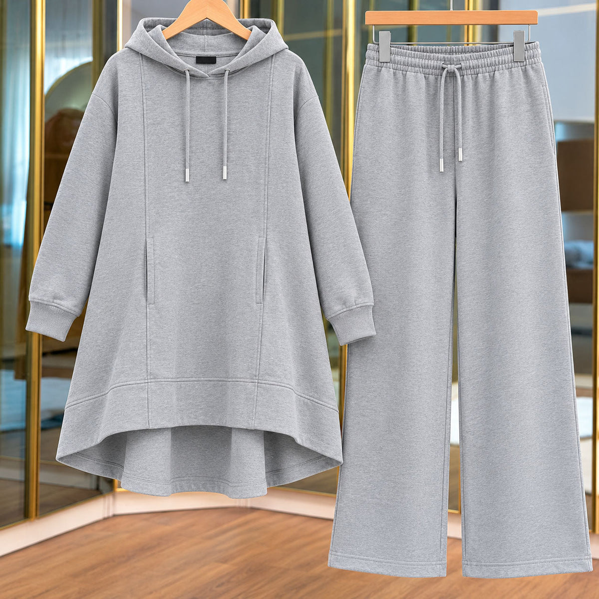 High-Low Pull-Over Pocket Hooded Style 2-Pcs Winter Suit. WWTS-53 V2