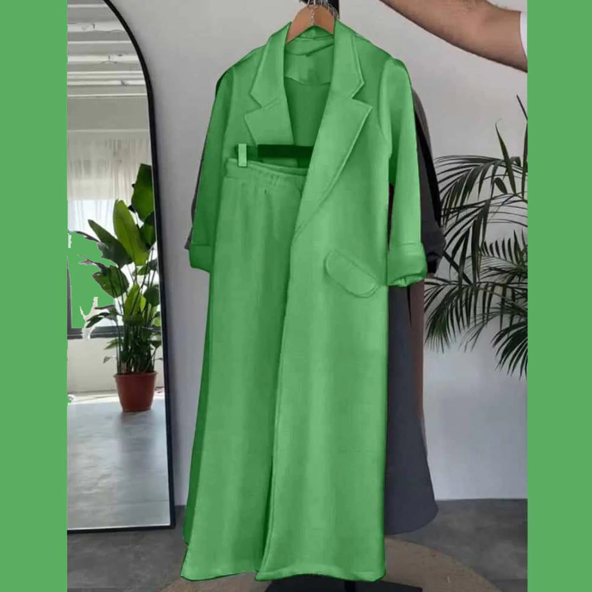 Long Trench Coat Style 2-Pcs Winter Co-Ord Set. WWTS-08